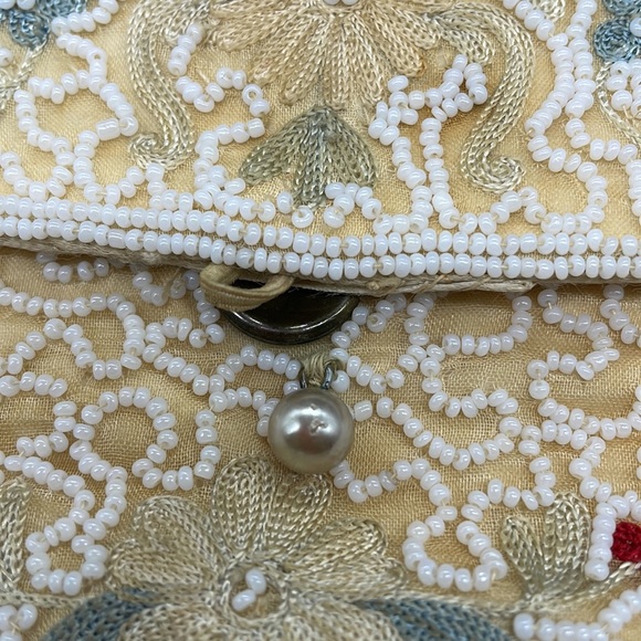 Vintage Pearl & Embroidered Evening Clutch Bag - Picture 2 of 5